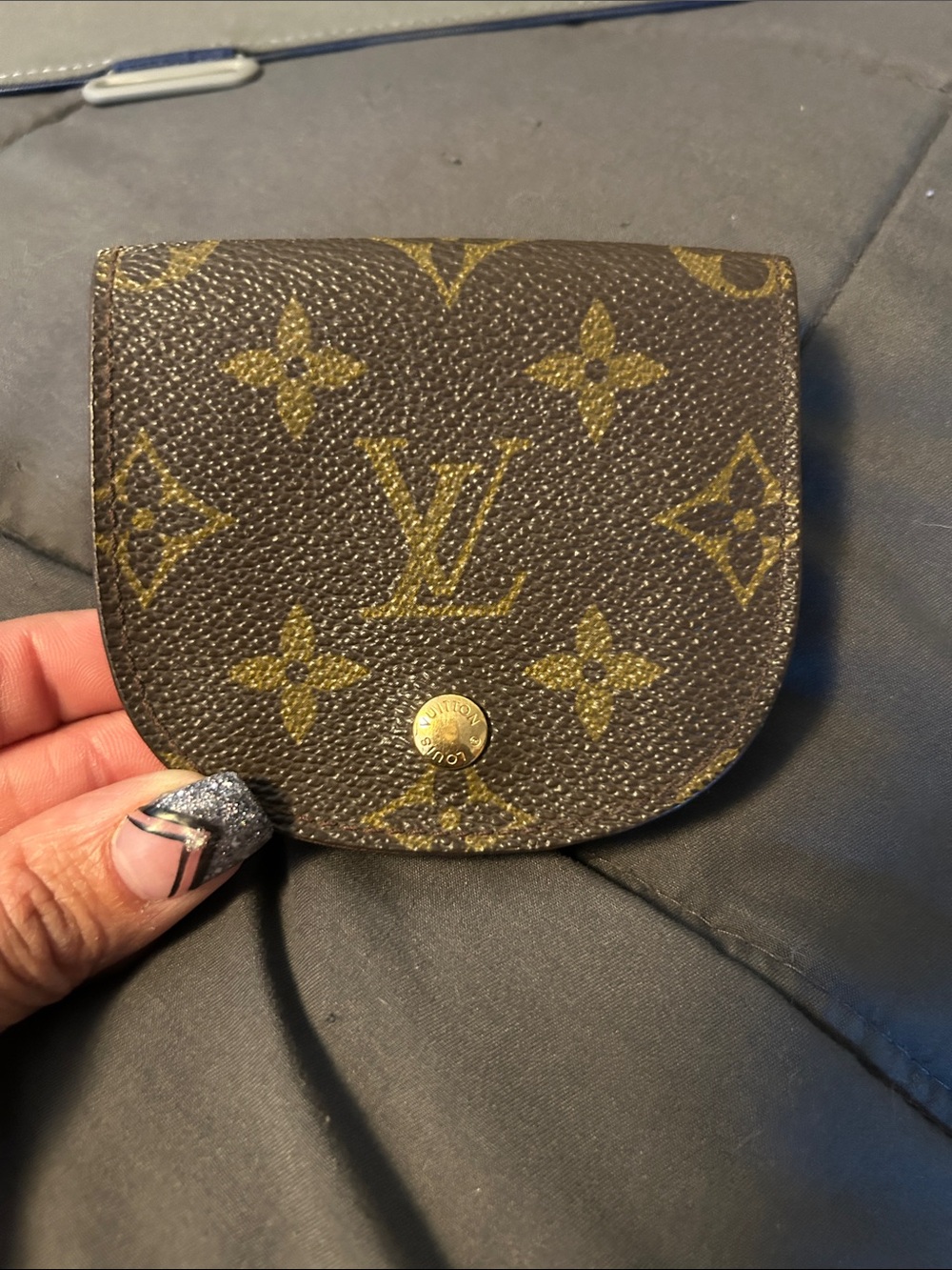 Louis Vuitton Monogram Snap Coin Case in Brown and Gold